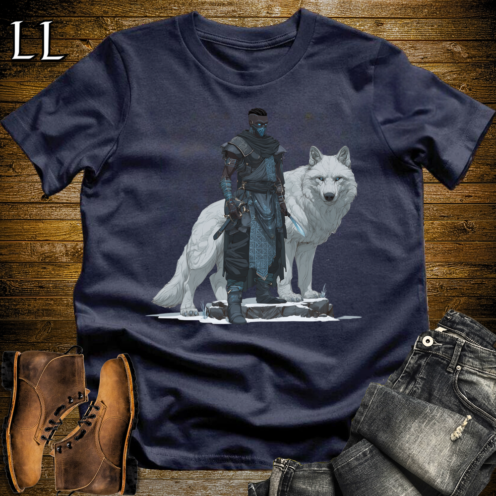 African White Wolf Assassin Softstyle Tee Navy | African Warrior Tee
