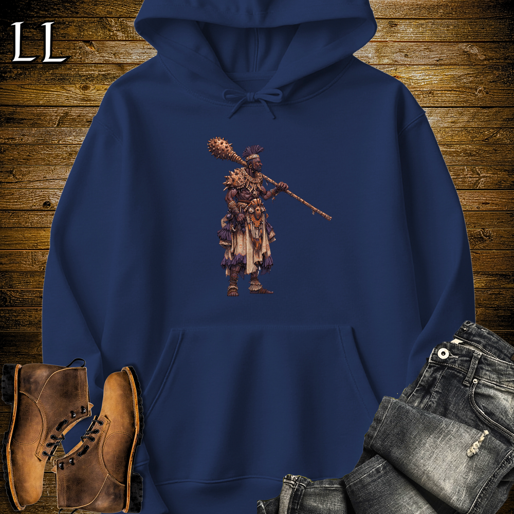 African Copper Mace Warrior Hooded Sweatshirt - Navy
