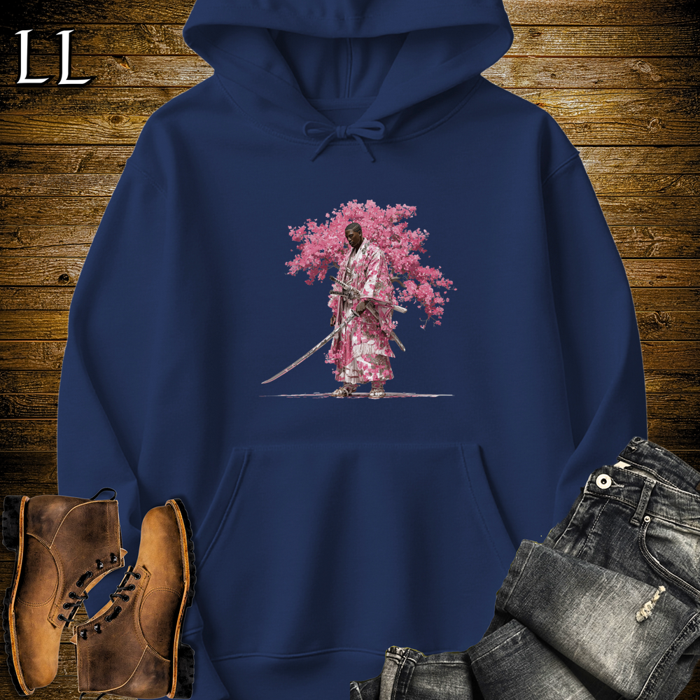 African Cherry Blossom Samurai King Hooded Sweatshirt - Navy