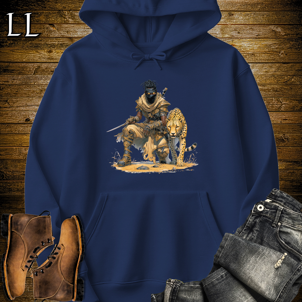 African Cheetah Assassin Hooded Sweatshirt Navy | African Warrior Hoodie