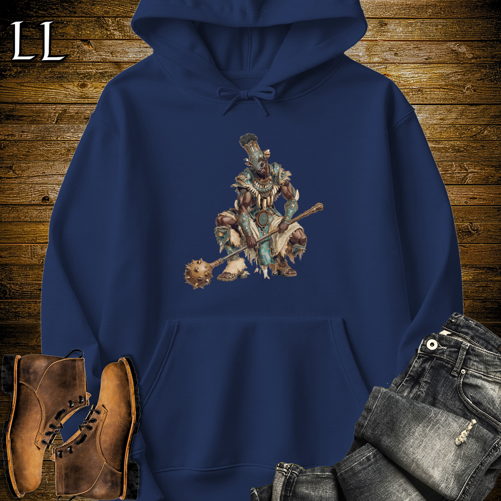 African Bronze Mace Warrior Hooded Sweatshirt - Navy