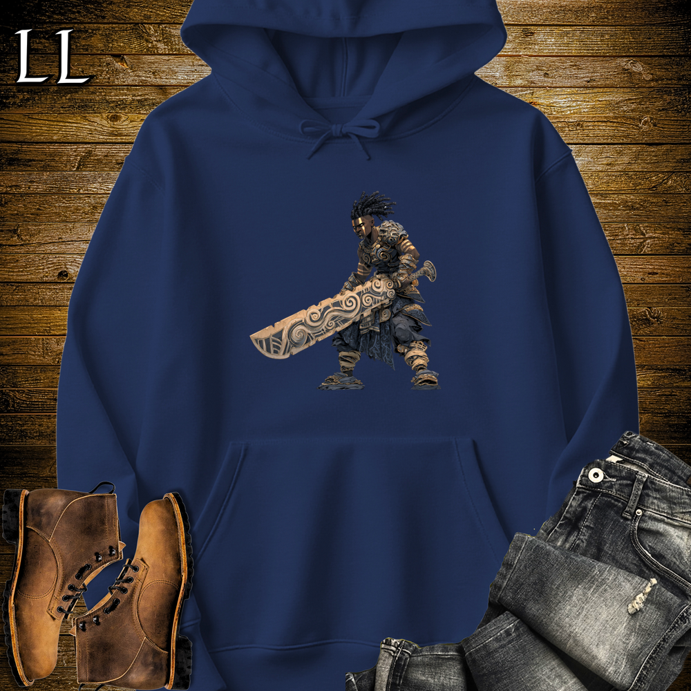 African Ancient God Sword Warrior Hooded Sweatshirt - Navy