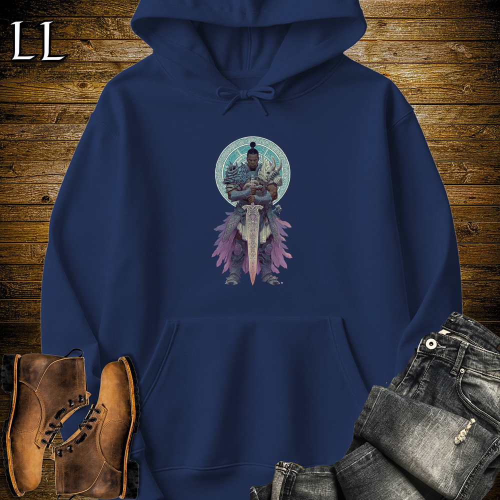 African Ancient God Sword Hooded Sweatshirt Navy | Divine