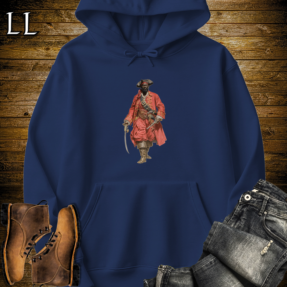 Afrian Redcoat Pirate King Hooded Sweatshirt - Navy