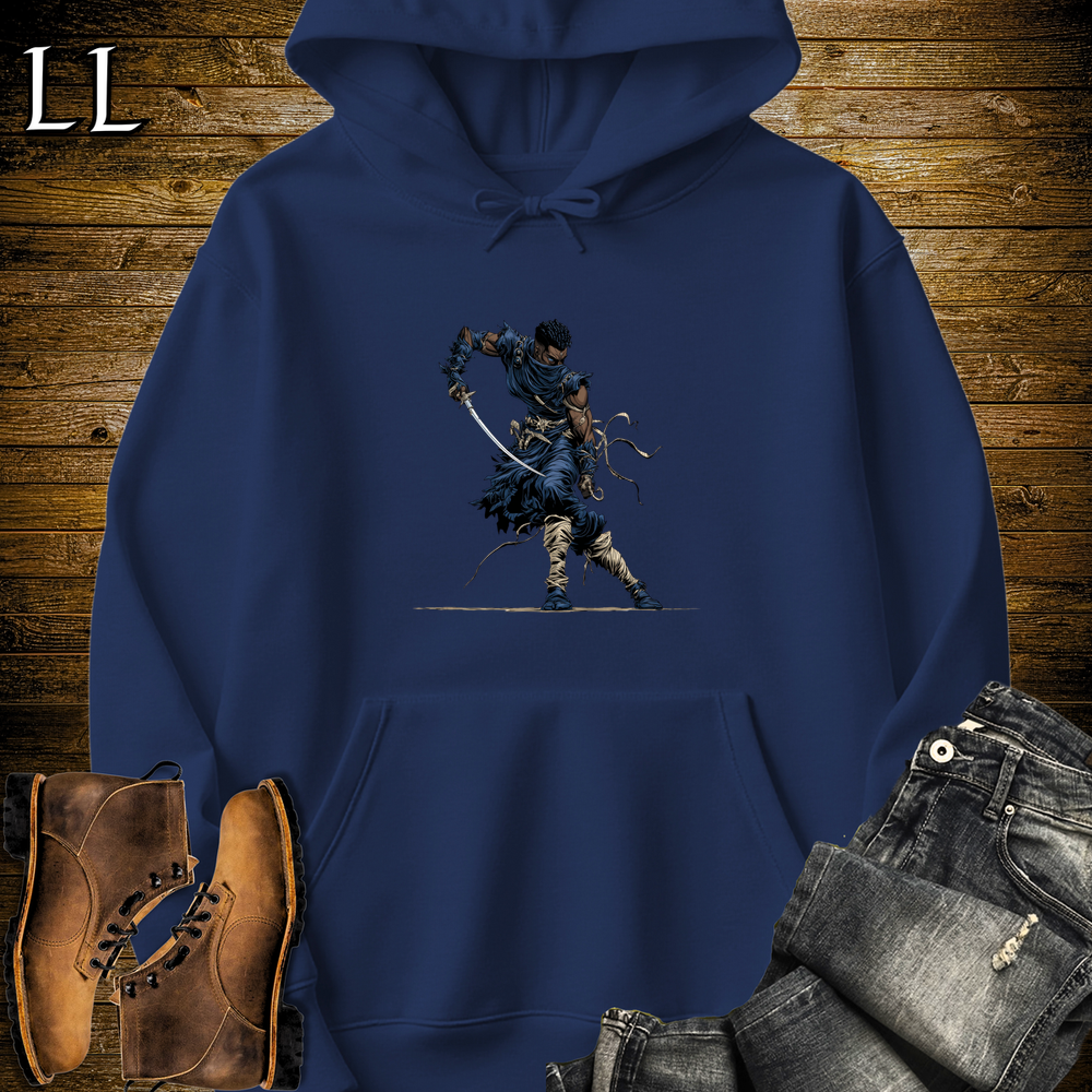 African Blue Mask Assassin Hooded Sweatshirt - Navy
