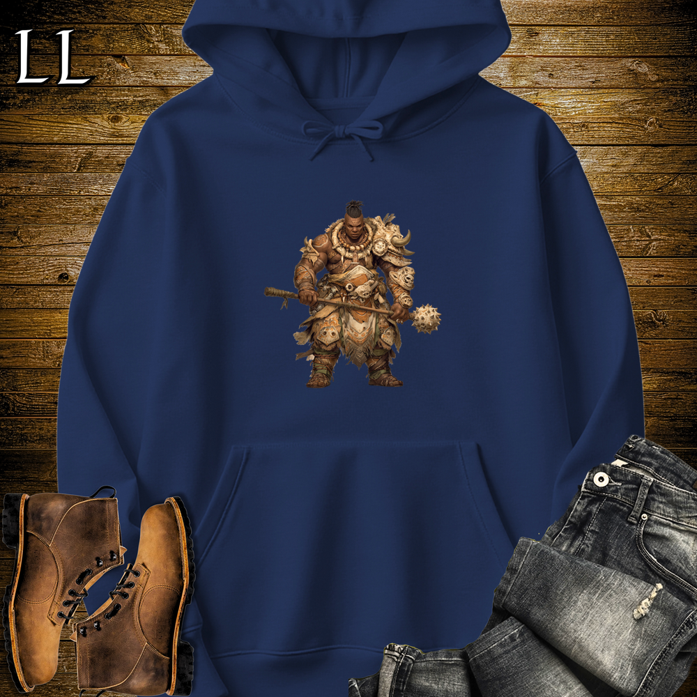 African Bone Mace Warrior Hooded Sweatshirt Navy | Bone Mace Warrior