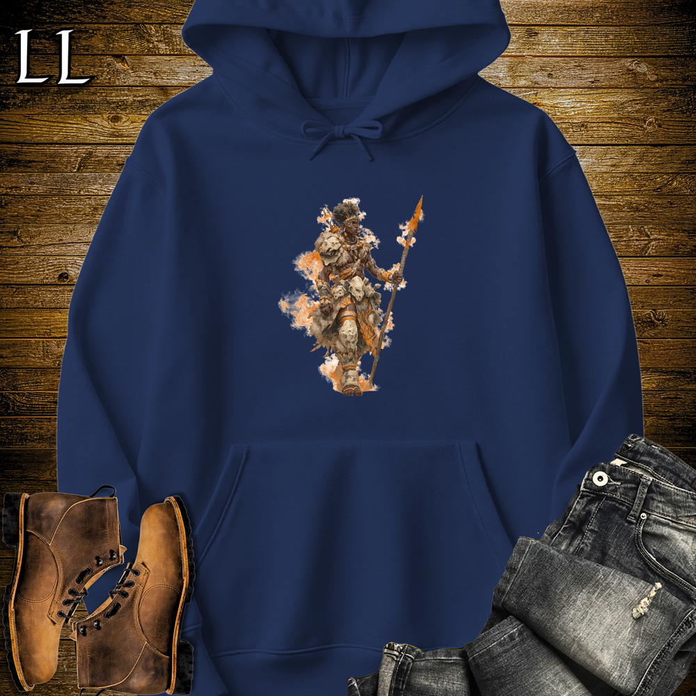 African Flame Spear Hooded Sweatshirt - Navy