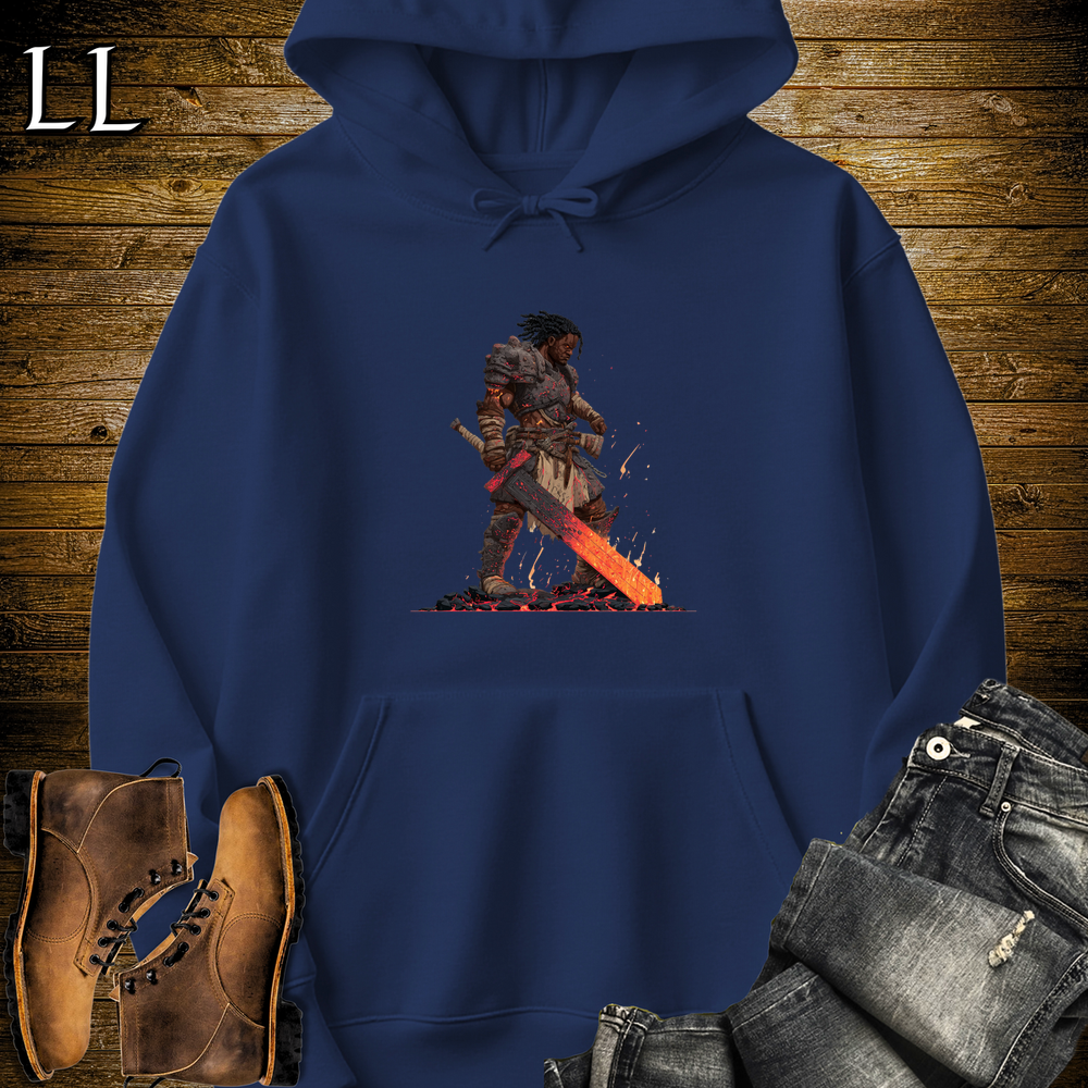 African Fire Barbarian Hooded Sweatshirt - Navy