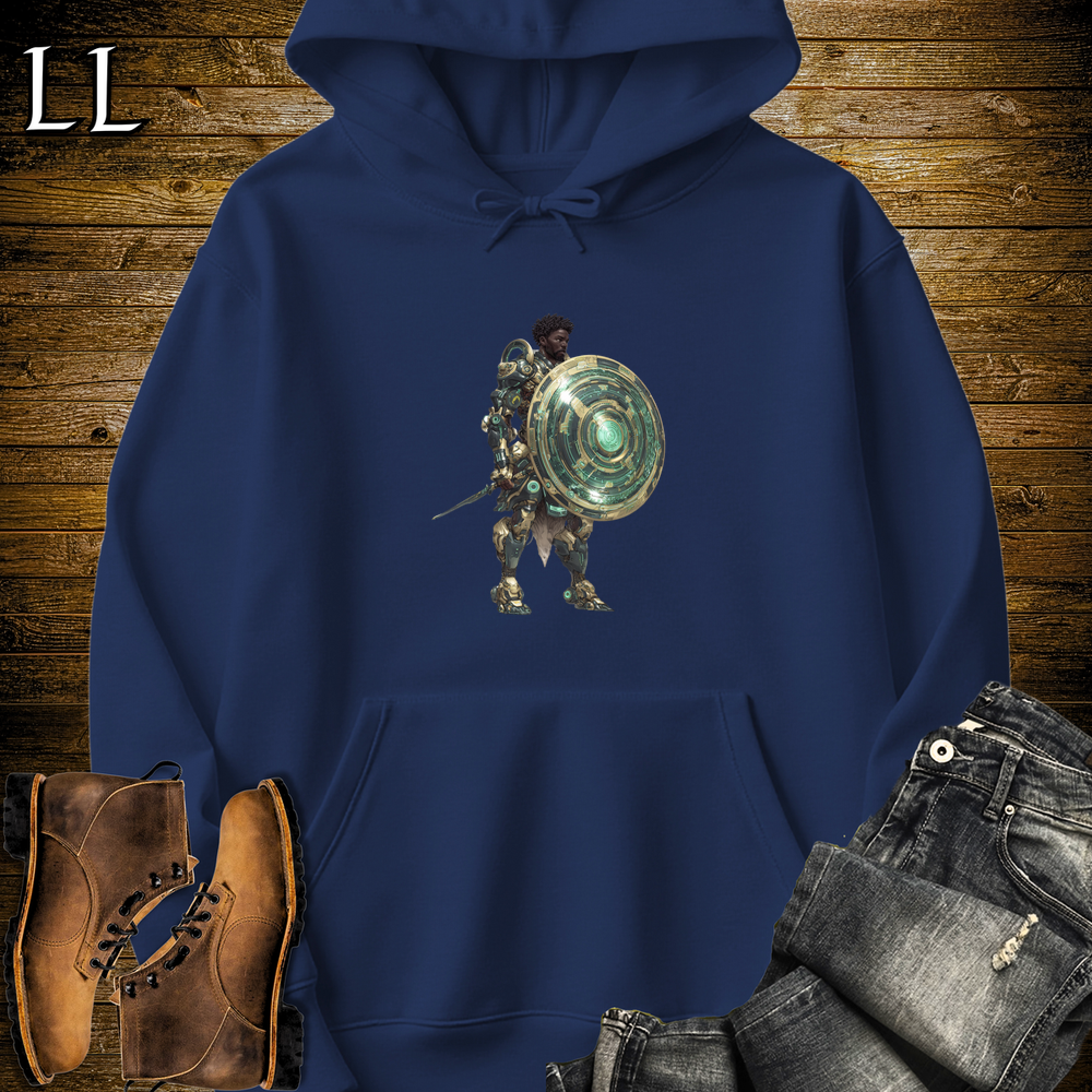 African Emerald Shield Warrior Hooded Sweatshirt - Navy