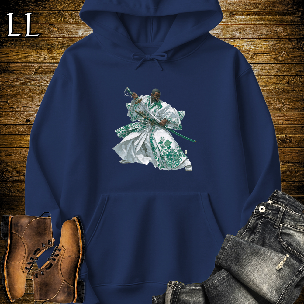 African Emerald Samurai King Hooded Sweatshirt - Navy