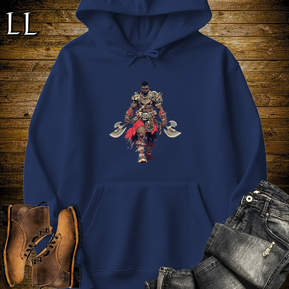 African Dual Axe King Hooded Sweatshirt Navy | African Warrior King Hoodie