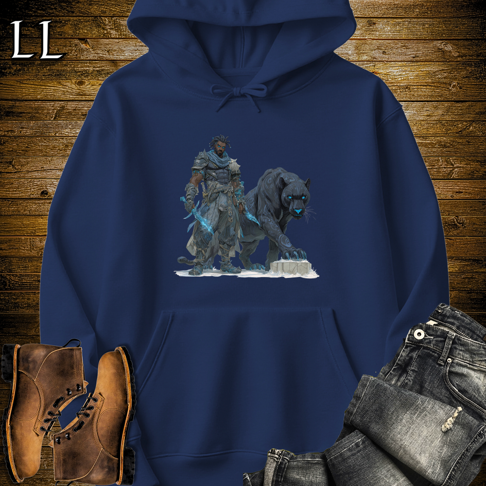 African Runic Black Panther Assassin Hooded Sweatshirt Navy | African Warrior Hoodie