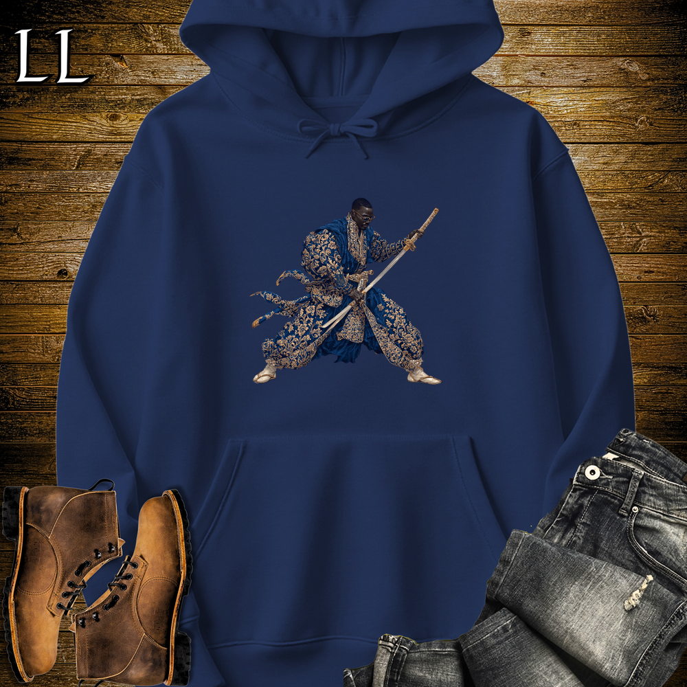 African Royal Gold Samurai King Hooded Sweatshirt - Navy