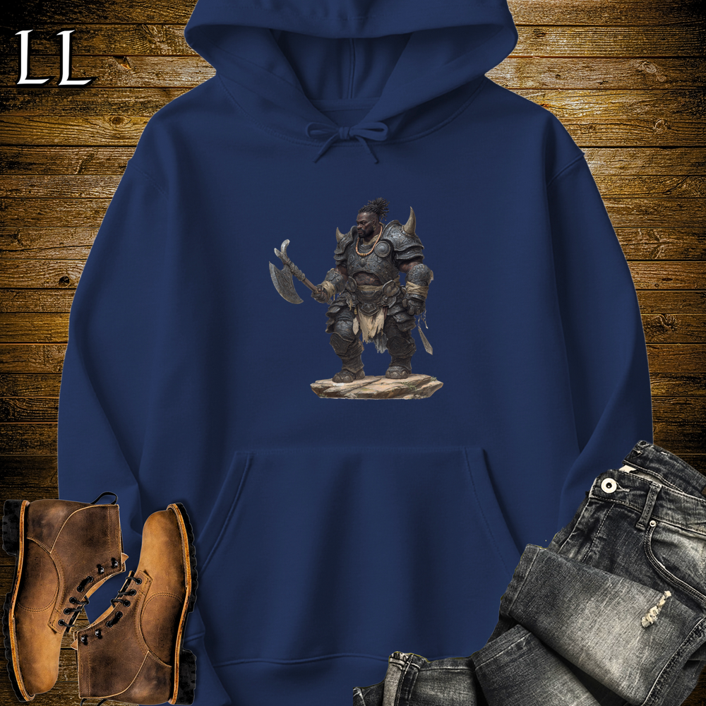 African Rhino Barbarian Hooded Sweatshirt Navy | African Warrior Hoodie