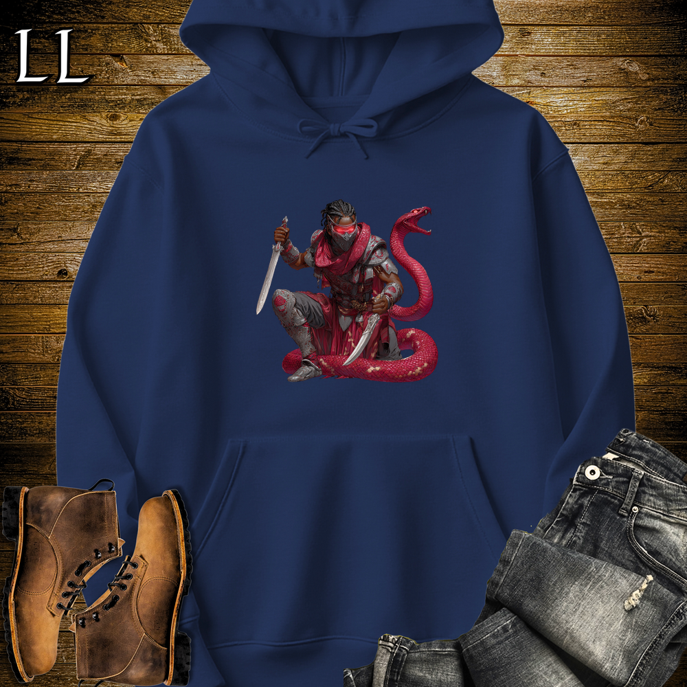 African Red Snake Assassin Hooded Sweatshirt Navy | African Warrior Hoodie