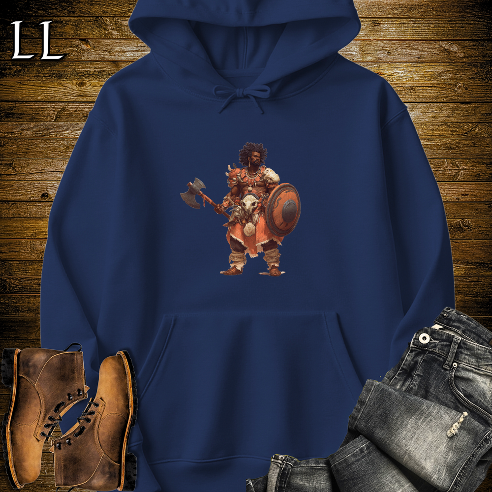 African Tribal Viking King Hooded Sweatshirt Navy | Viking Warrior