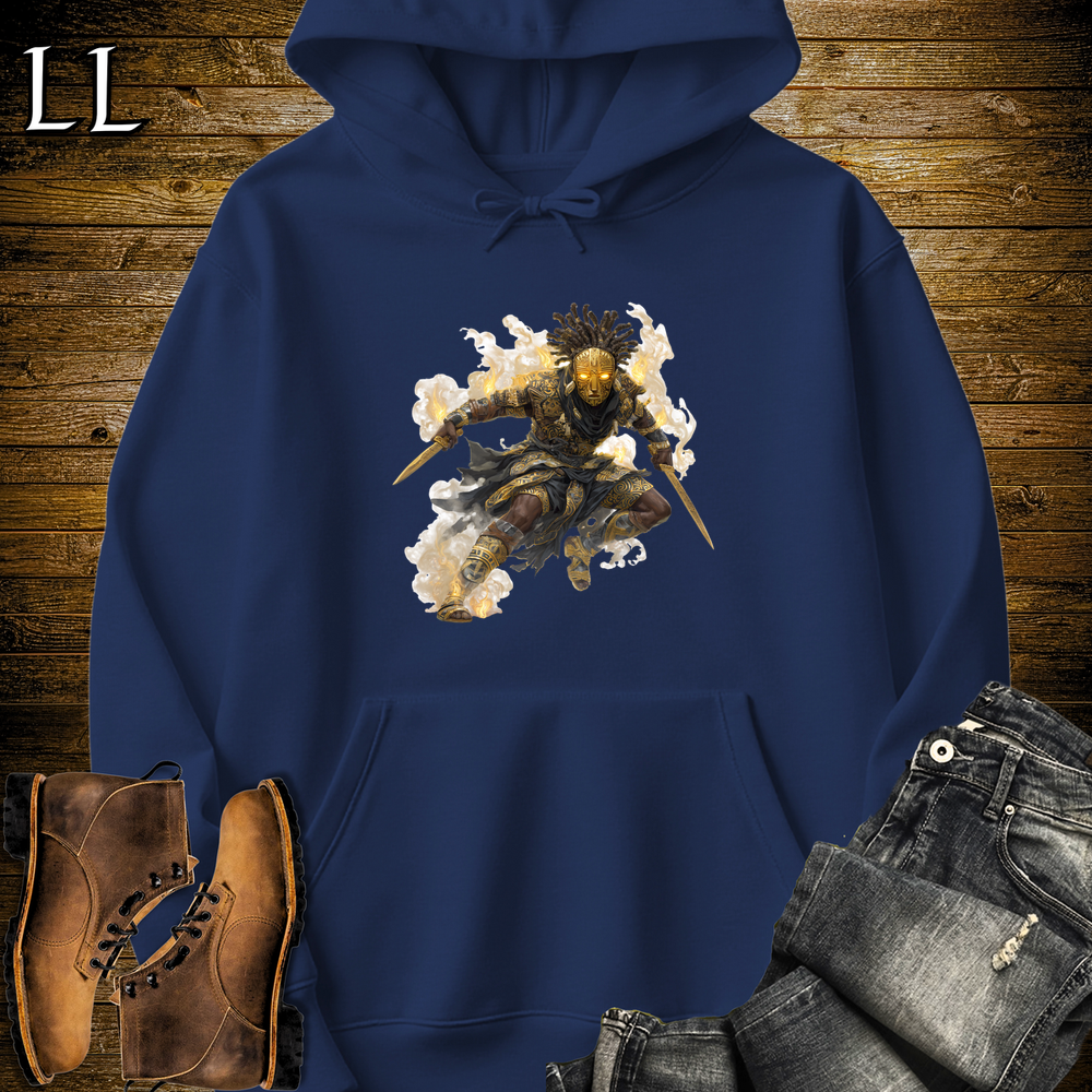 African Tribal Mask Assassin Hooded Sweatshirt Navy | African Warrior Hoodie