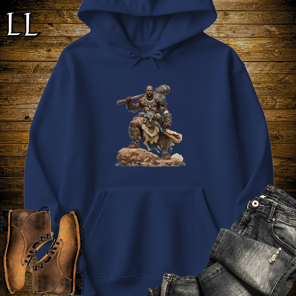 African Tribal Barbarian Hooded Sweatshirt Navy | African Warrior Hoodie