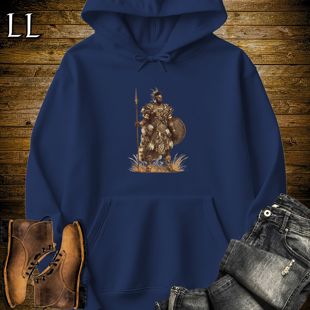 African Zulu Spear Warrior Hooded Sweatshirt - Navy