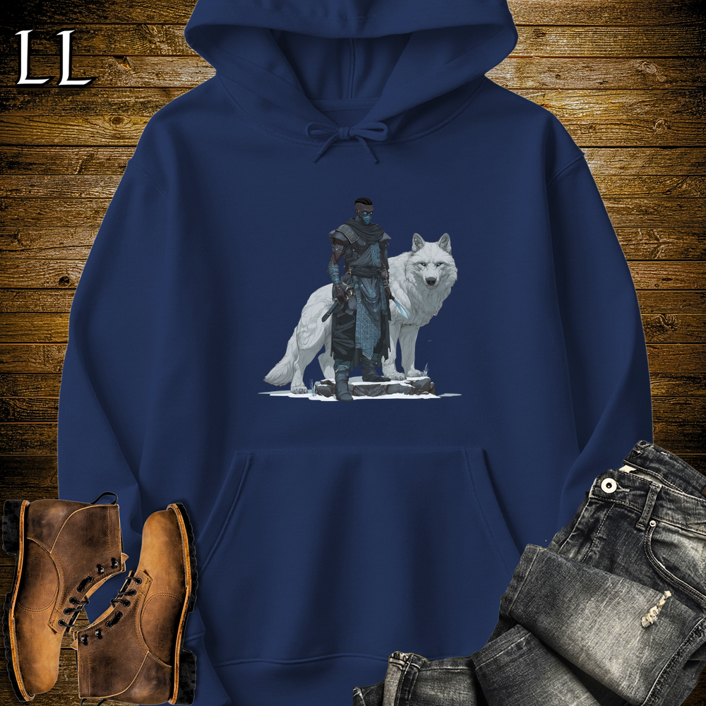 African White Wolf Assassin Hooded Sweatshirt - Navy