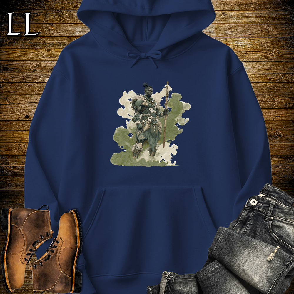 African Warrior Green Hooded Sweatshirt - Navy