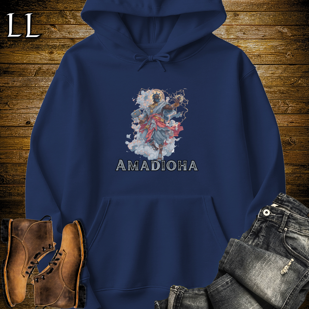 Amadioha African God Hooded Sweatshirt - Navy
