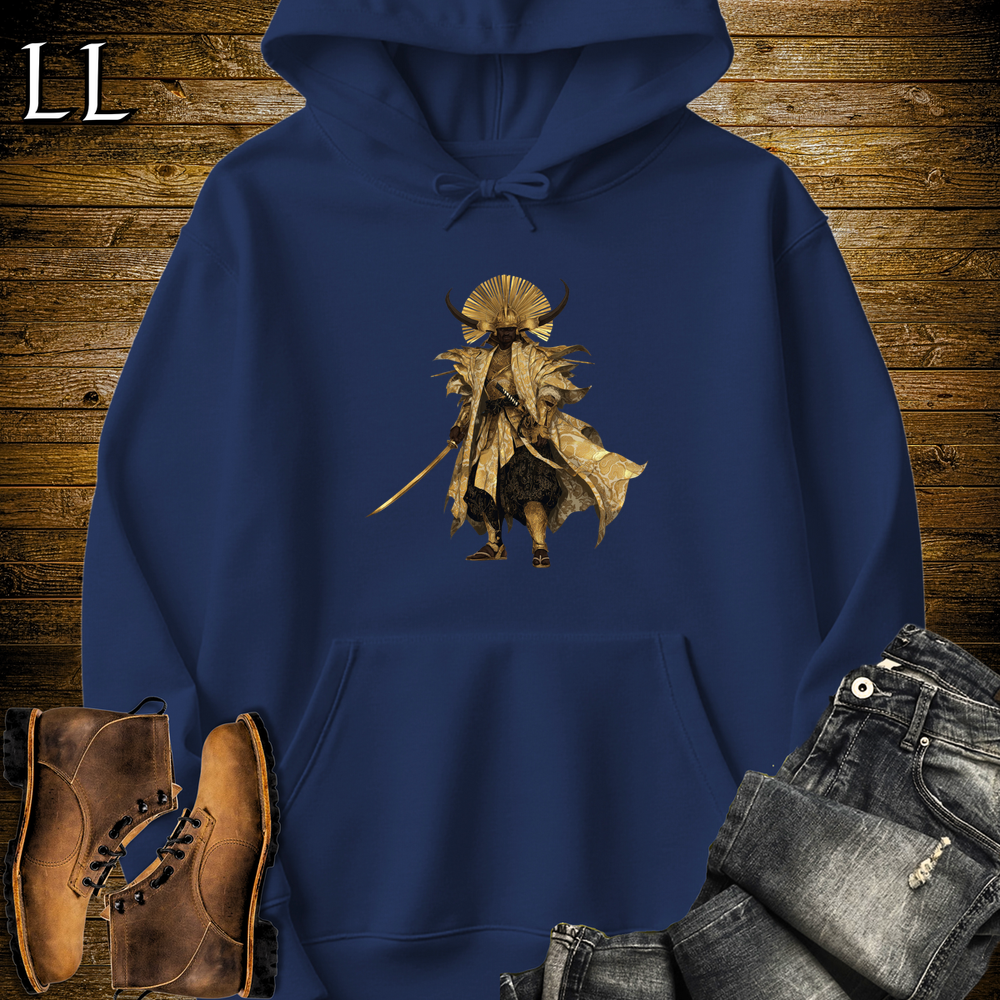 African Golden Samurai King Hooded Sweatshirt - Navy
