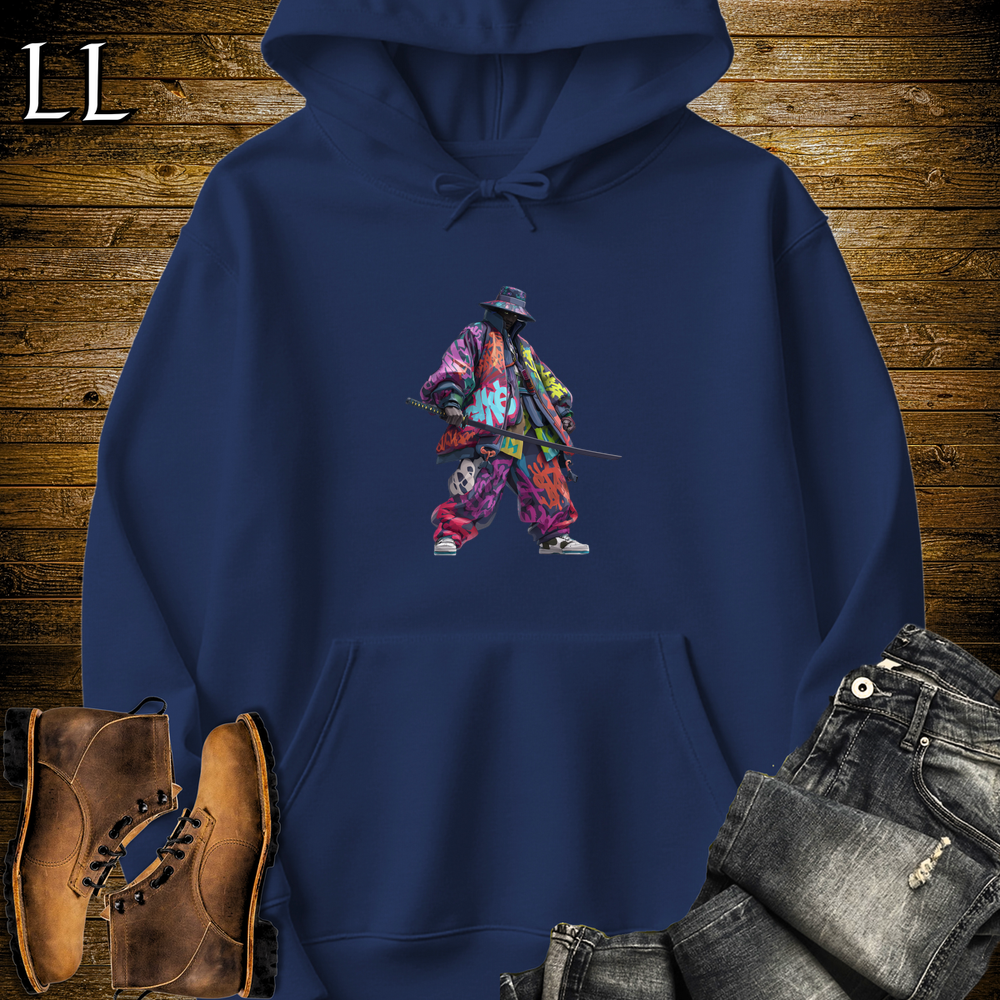 African Graffiti Street Samurai Navy | African Warrior Hoodie