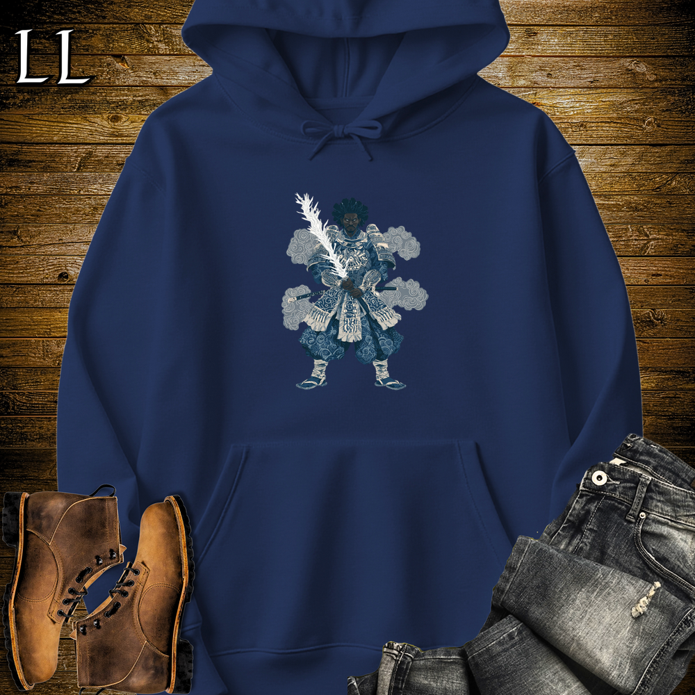 African Lightning Sword Samurai Hooded Sweatshirt - Navy
