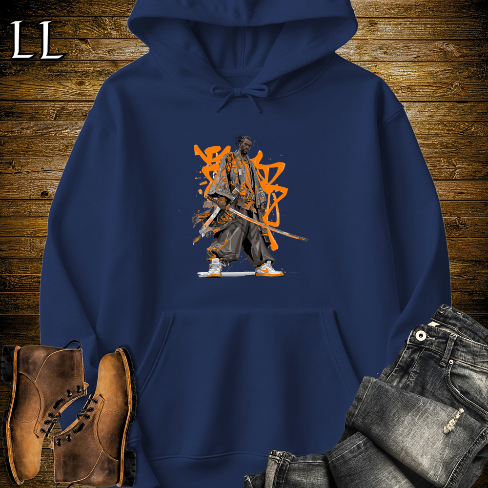 African Orange Street Samurai Navy | African Warrior Hoodie