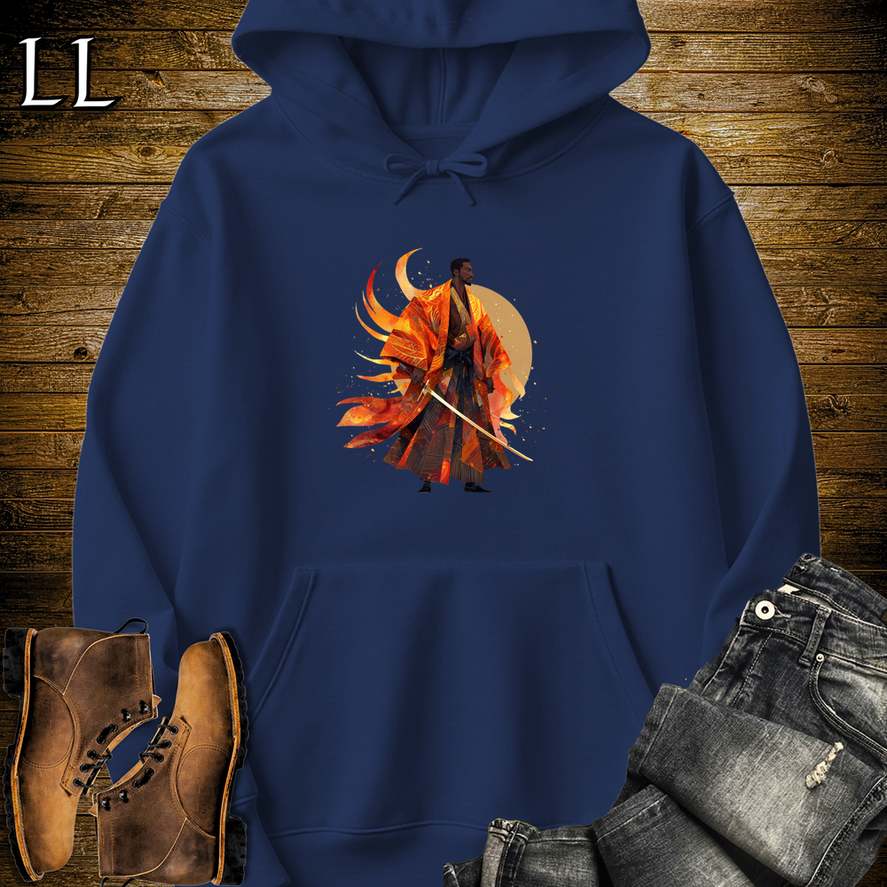 African Flame Samurai Hooded Sweatshirt - Navy