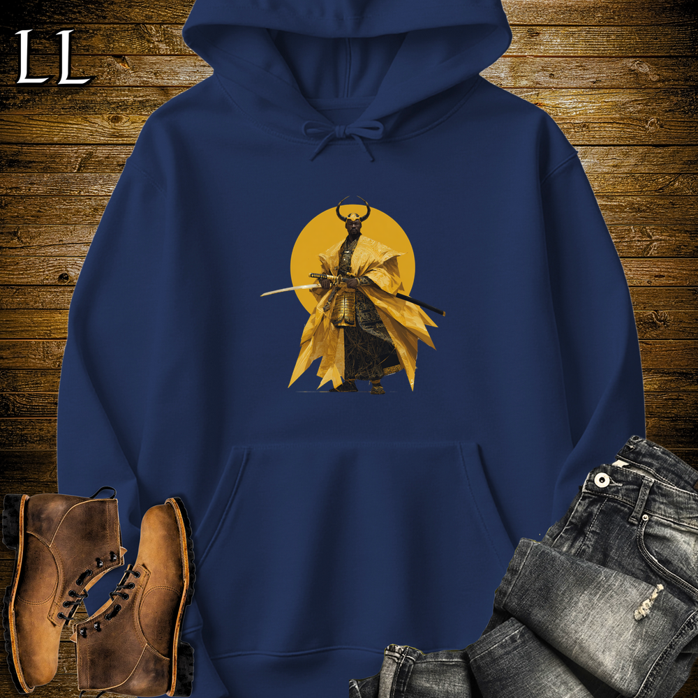 African Rising Sun Samurai Hooded Sweatshirt - Navy