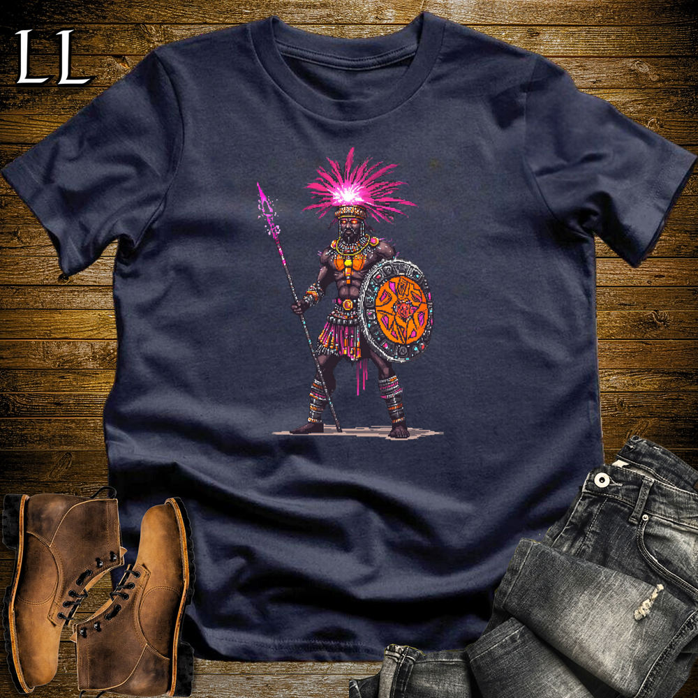 African 16 Bit Zulu Spear King Navy | Zulu Warrior Tee