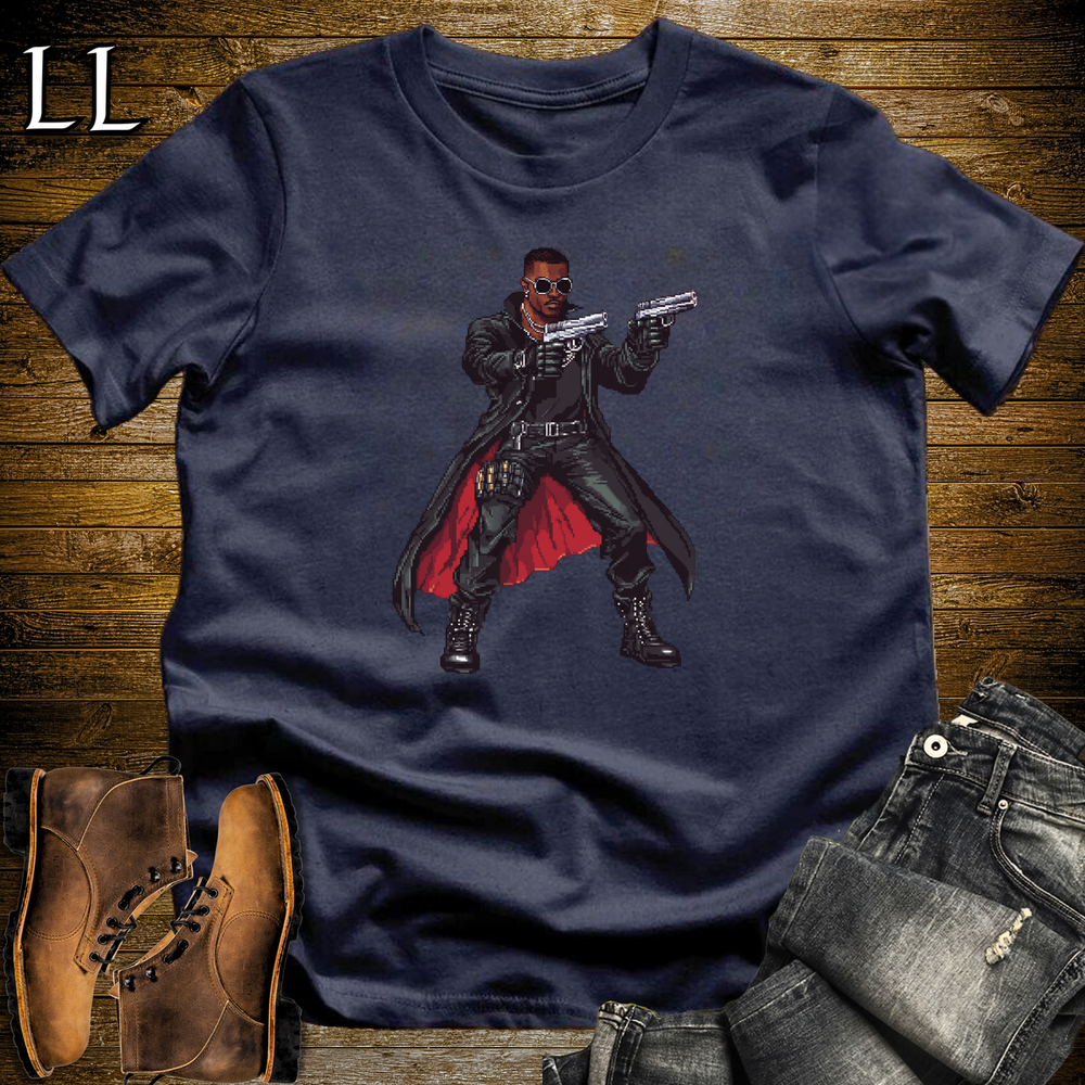 African 16 Bit Dual Wield Soldier Navy | African Dual Wield Soldier 16 Bit African Tee