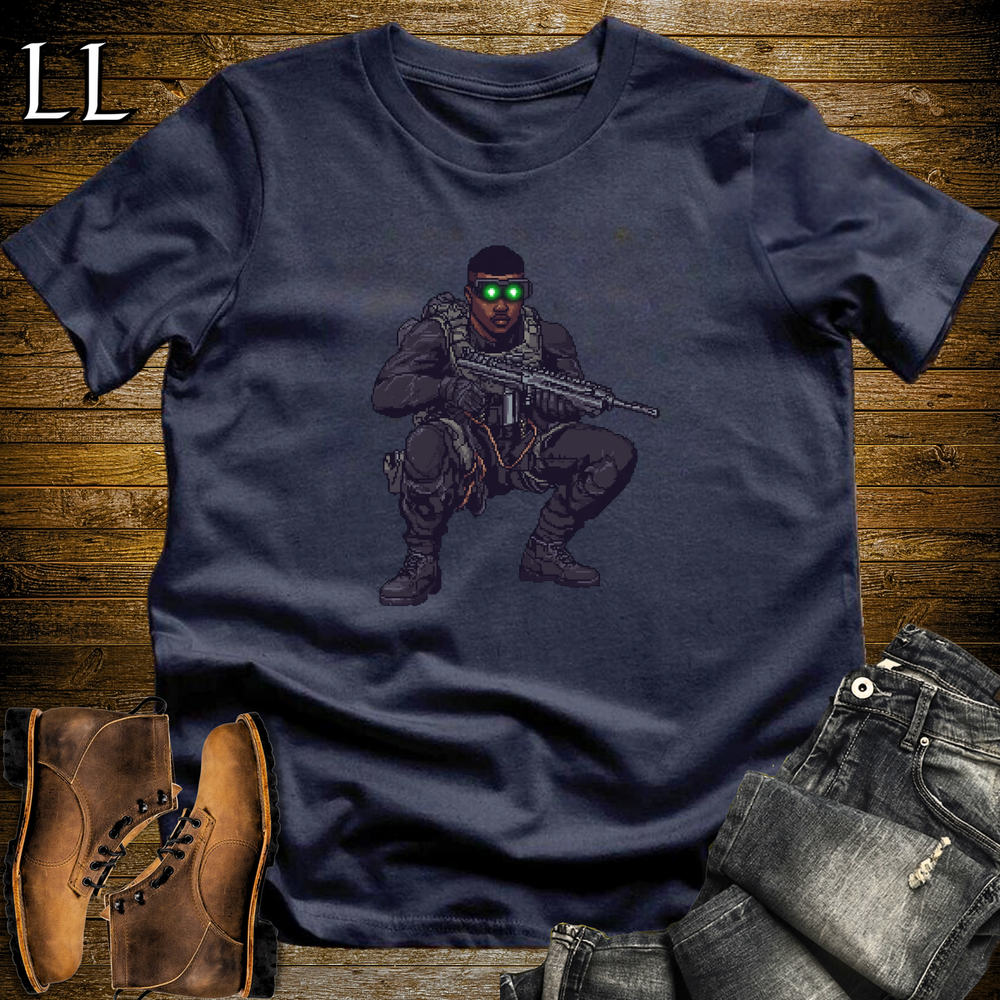 African 16 Bit Black Ops Soldier Navy | 16 Bit African Tee