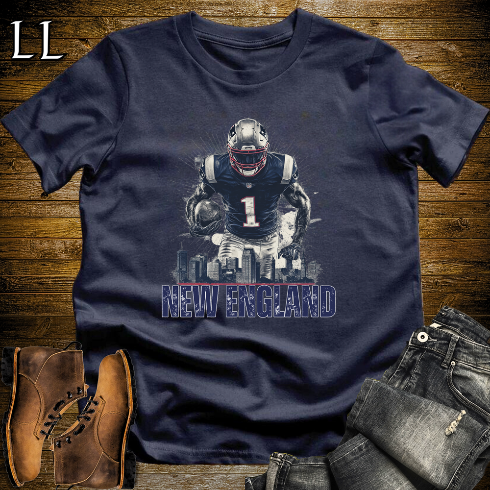 New England Football Number 1 T Shirt - Navy