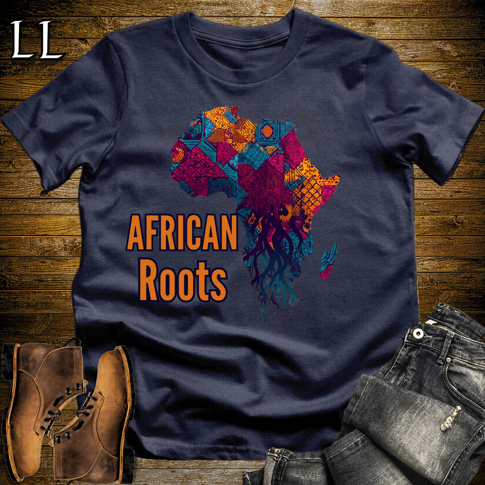 African Roots Softstyle T Shirt Navy | African Heritage Pride Tee