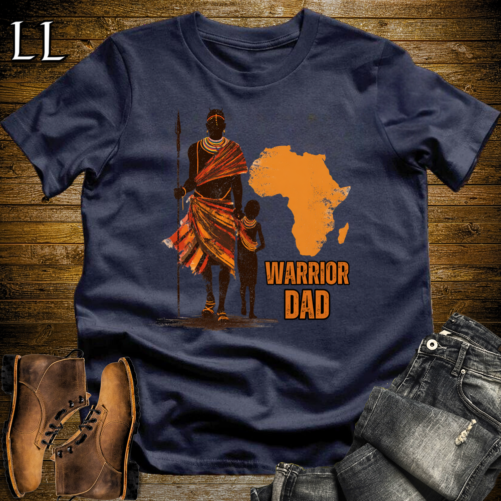 African Warrior Dad Softstyle T Shirt Navy | Dad Gift African Tee