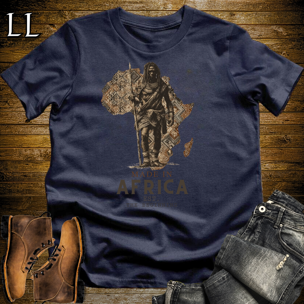 Made In Africa Man Softstyle T Shirt Navy | African Heritage Tee
