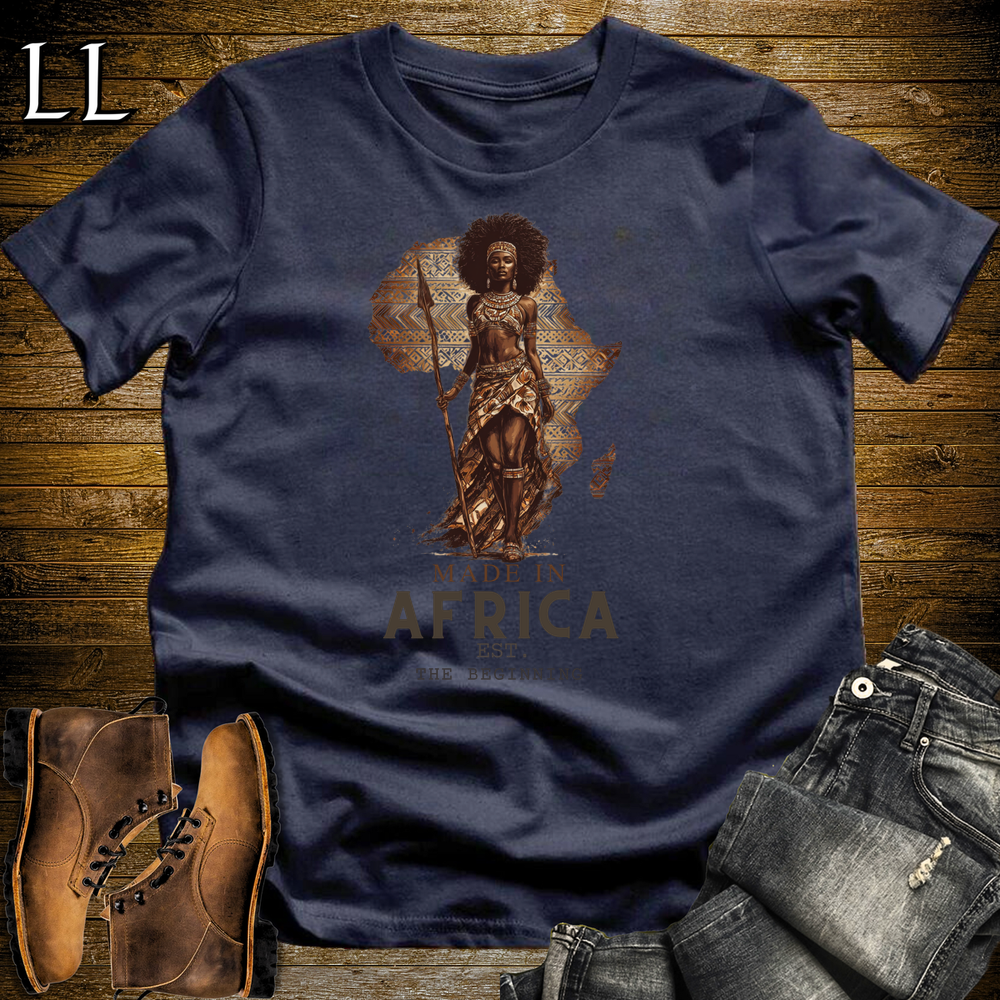 Made In Africa Woman Softstyle T Shirt Navy | African Woman Tee