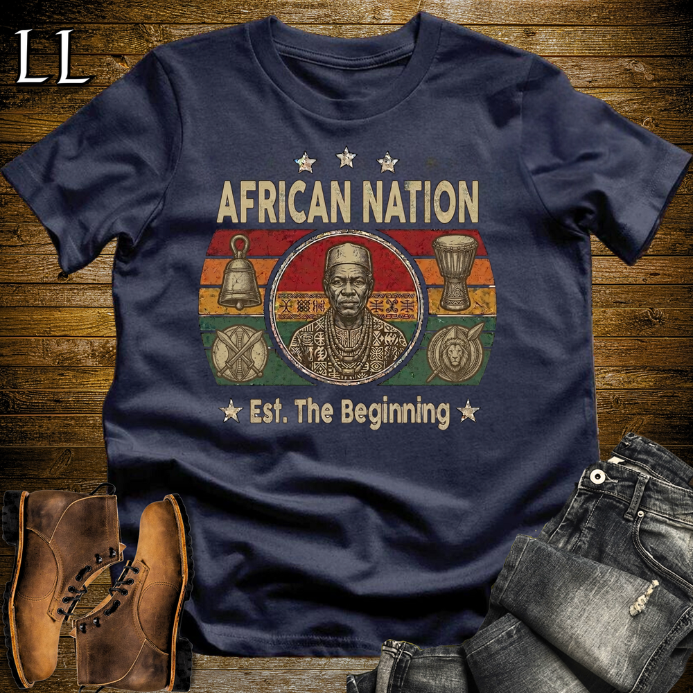 African Nation Softstyle T Shirt Navy | African Pride Heritage Tee