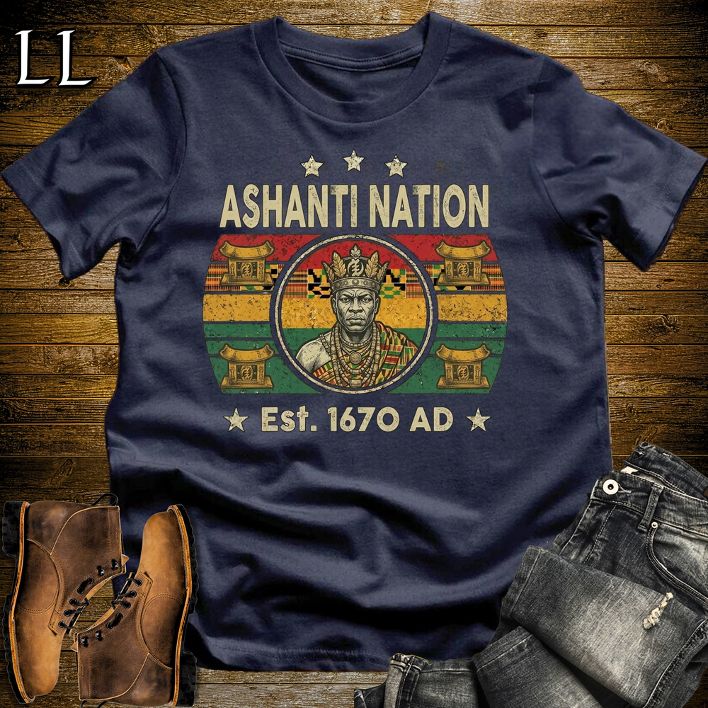 African Ashanti Nation Softstyle T Shirt Navy | Ashanti Warrior Pride Tee