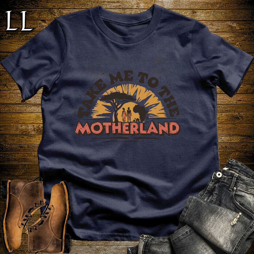 African Take Me To The Motherland T Shirt Navy | Africa Tee