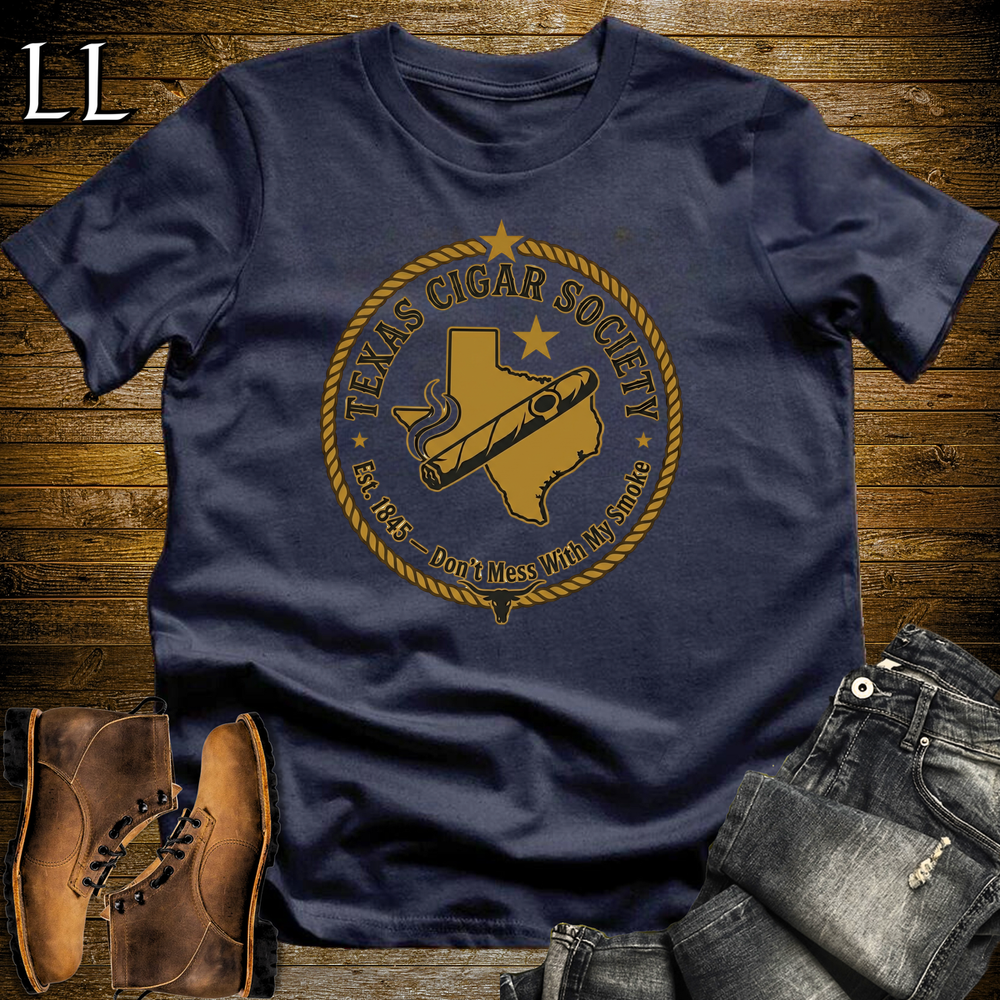 Texas Cigar Society T Shirt Navy | Cigar Lover Gift