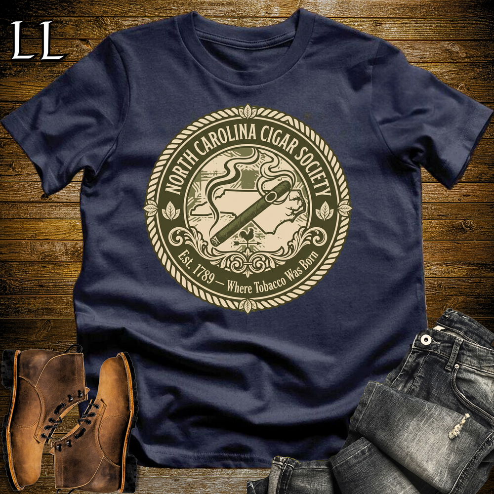 North Carolina Cigar Society T Shirt Navy | Cigar Lover Gift