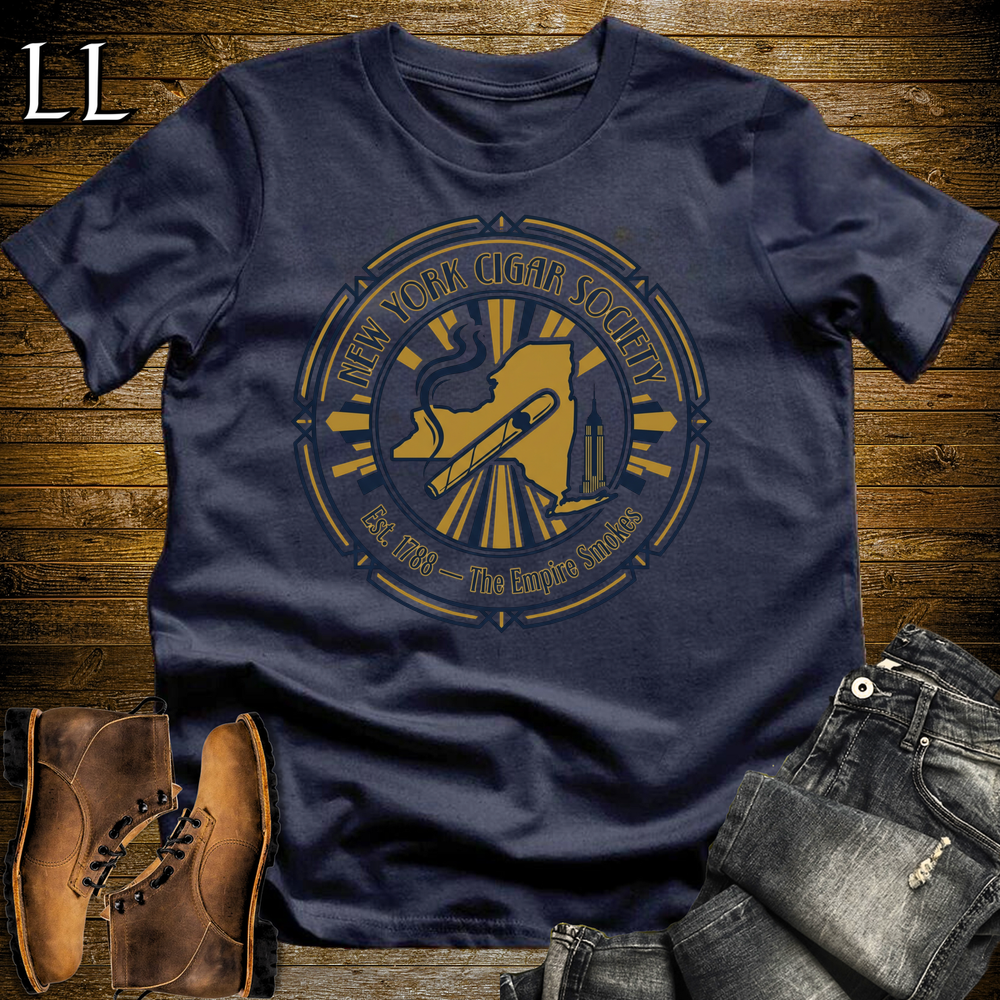New York Cigar Society T Shirt Navy | Cigar Lover Gift