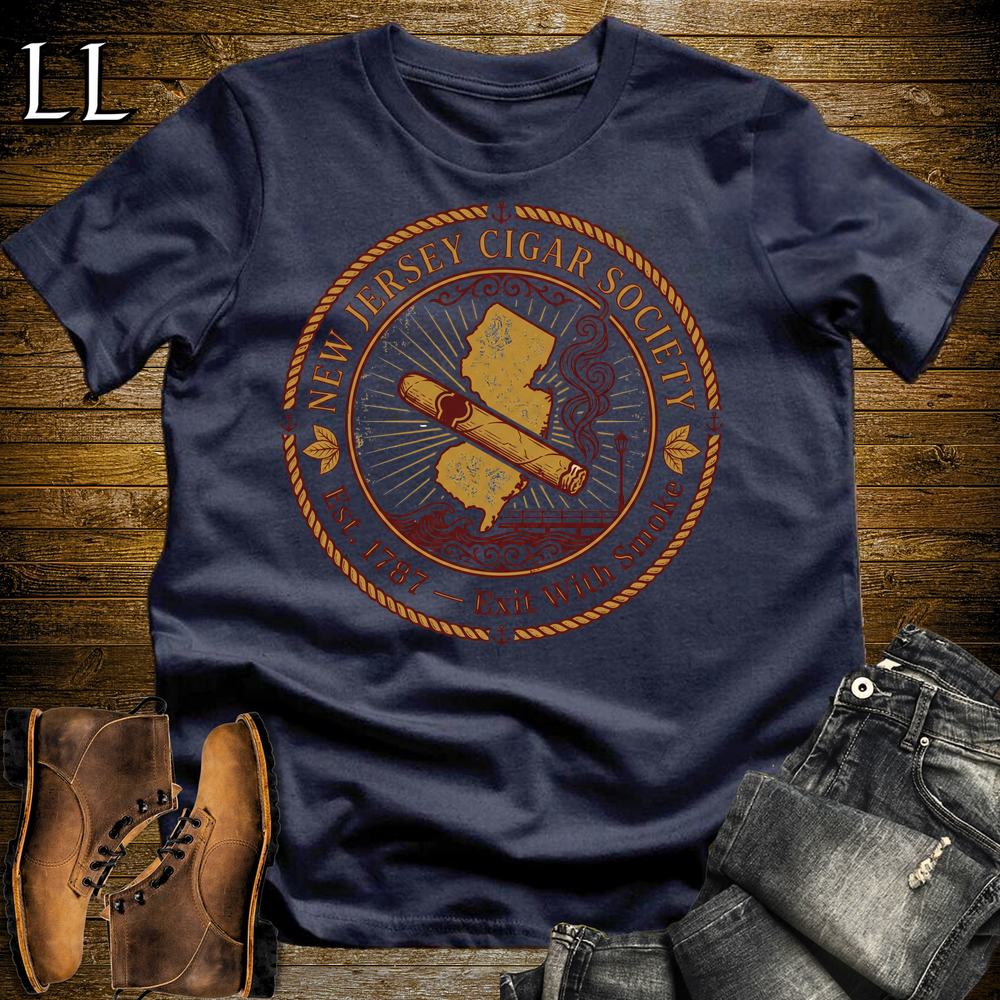 New Jersey Cigar Society T Shirt Navy | Cigar Lover Gift