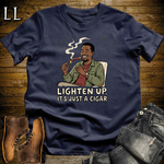 Lighten Up Cigar Softstyle Tee Navy | Funny Cigar Pun Tee