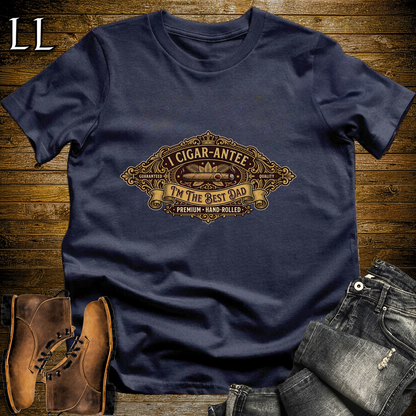 I Cigarantee Im The Best Dad Softstyle Tee Navy | Funny Cigar Pun Tee
