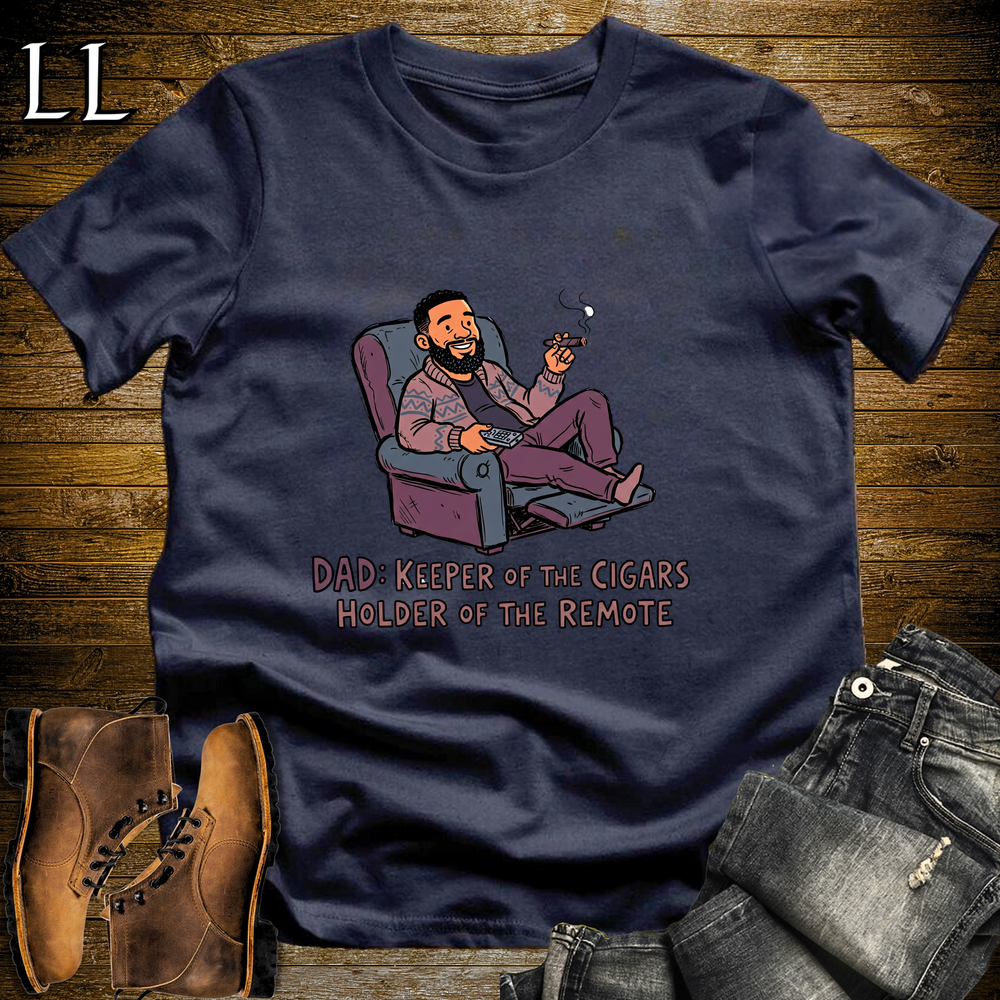Dad Keeper Of Cigars Softstyle Tee Navy | Funny Cigar Dad Tee